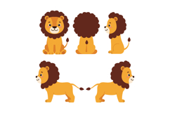 Cute lion character design in flat style showcasing various Product Image 1