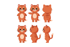 Cute orange cat in various poses with flat design style in c Product Image 1