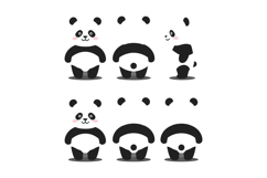 Cute panda character transformation in flat design showcasin Product Image 1