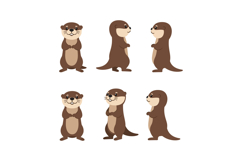 Cute otters displaying playful expressions in minimal vector Product Image 1