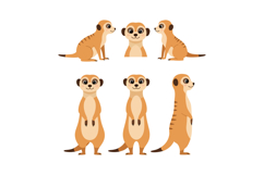 Charming meerkat characters in playful poses illustrated in Product Image 1