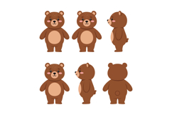 Cute bear character shown in various poses with flat design Product Image 1