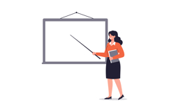 Professional woman presenting with pointer in front of blank Product Image 1