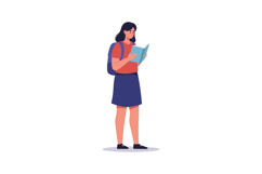Young woman reading a book in a flat and colorful style vect Product Image 1