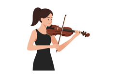 Young woman playing a violin in a minimal flat design style Product Image 1