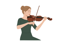 Woman playing a violin in minimal flat design style showcasi Product Image 1