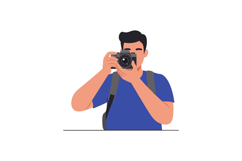Photographer holding camera in flat design style showcasing Product Image 1