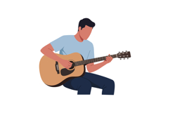 Young man playing acoustic guitar in minimal flat design sty Product Image 1
