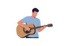 Person playing acoustic guitar in a minimal flat design styl Product Image 1