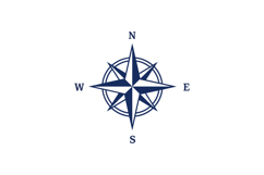 Compass design featuring eight points in a minimal blue flat Product Image 1