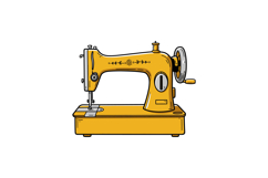 Vintage sewing machine in bright yellow color with detailed Product Image 1