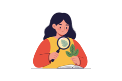 Person examining a leaf with a magnifying glass in a flat an Product Image 1