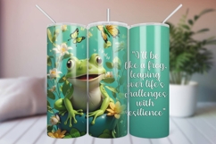 3D Frog Tumbler Wrap with flowers and butterflies PNG Product Image 1