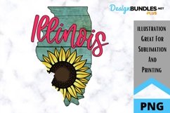 Sublimation Sunflower State - Illinois State - Sunflower Product Image 1