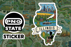 Illinois Sticker PNG SVG | State Outline Decal File | Product Image 1