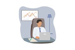 Young business man working on laptop at the desk in office Product Image 1