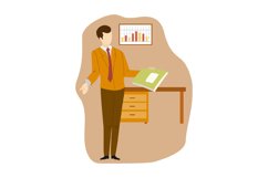 Happy businessman standing with abstract document. Product Image 1
