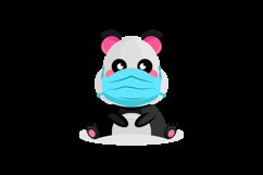 Illustration cartoon little animal panda wearing mask Product Image 2