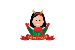 Illustration girl and christmas ribbon design Product Image 1