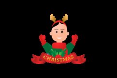 Illustration girl and christmas ribbon design Product Image 2