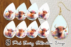 Earring teardrop sublimation design Highland Cow Product Image 1