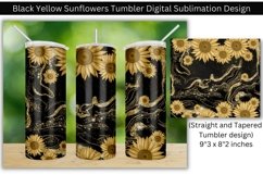 Black Yellow Sunflowers Tumbler Digital Sublimation Design Product Image 1