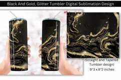 Black And Gold, Glitter Tumbler Digital Sublimation Design Product Image 1