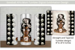 Baseball Afro Mom Tumbler Digital Sublimation Design Product Image 1
