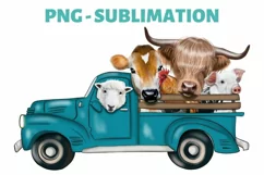 Farm Animals | Sublimation Png | Hand Drawn |Turquoise Truck Product Image 1