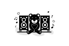 Illustration teddy bear listening love song Product Image 1