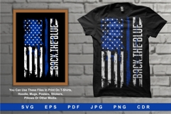 Illustration Back The Blue US Police Flag with distressed Product Image 1