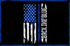 Illustration Back The Blue US Police Flag with distressed Product Image 2
