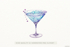 Watercolor Cocktail Clipart PNG, Alcoholic Drink Glass Product Image 1