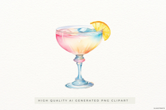 Cocktail Drink Clipart PNG, Summer Beverage Watercolor Product Image 1