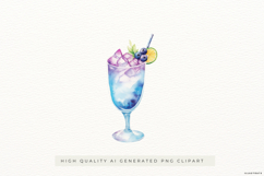 Cocktail Drink Clipart PNG, Summer Beverage Watercolor Product Image 1