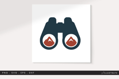 Camping Binoculars SVG Cut File with Mountain Clipart Product Image 1