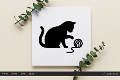 Cat Playing with Yarn SVG File Cute Kitty Clipart Product Image 1