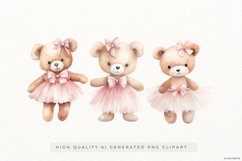 Cute Teddy Bear Ballerina Illustrations 3 PNGs Product Image 1