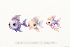 Cute Fantasy Fish Illustrations PNG Clipart Product Image 1