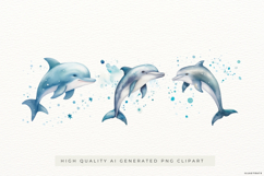Dolphin Watercolor Illustrations 3 PNGs Product Image 1