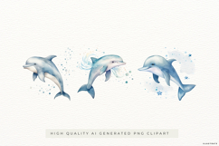 Dolphin Watercolor Illustrations 3 PNGs Product Image 1