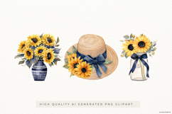 Sunflower Basket &amp; Bouquet Illustrations Product Image 1