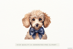 Parisian Poodle PNG Clipart, Cute Dog with Bow Illustration Product Image 1