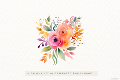 Watercolour Floral Bouquet PNG Clipart Product Image 1