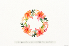Watercolour Flower Wreath PNG Clipart Product Image 1