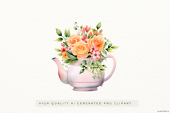 Watercolor Floral Teapot PNG Clipart Product Image 1
