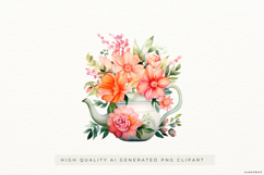 Bright Floral Teapot PNG Clipart Product Image 1