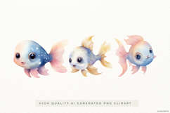 Cute Fantasy Fish Illustrations PNG Clipart Product Image 1