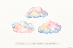 Pastel Watercolor Cloud Illustrations 3 PNGs Product Image 1