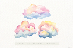 Pastel Watercolor Cloud Illustrations 3 PNGs Product Image 1